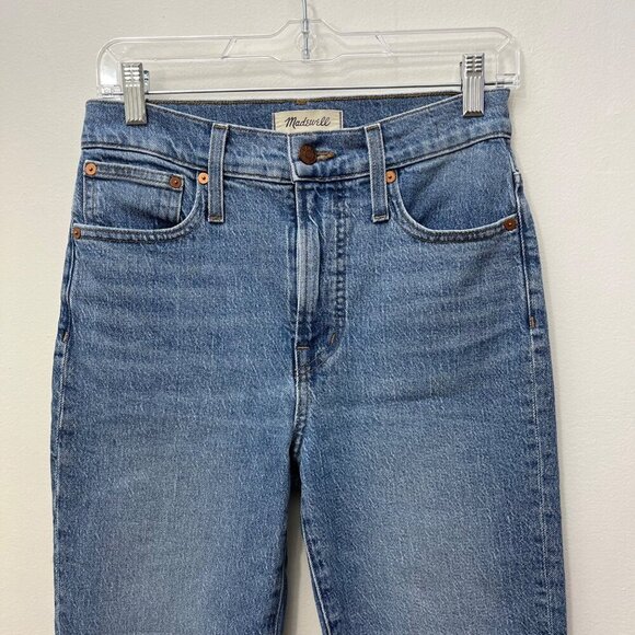 Madewell Womens High-Rise Distressed Hem Straight Leg Jeans Size 27 Cotton Denim - Picture 2 of 10